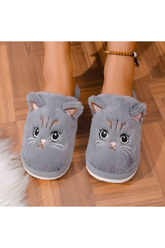 Ladies Fashion Winter Insulation Closed Toe Flat Bottom Soft Slippers