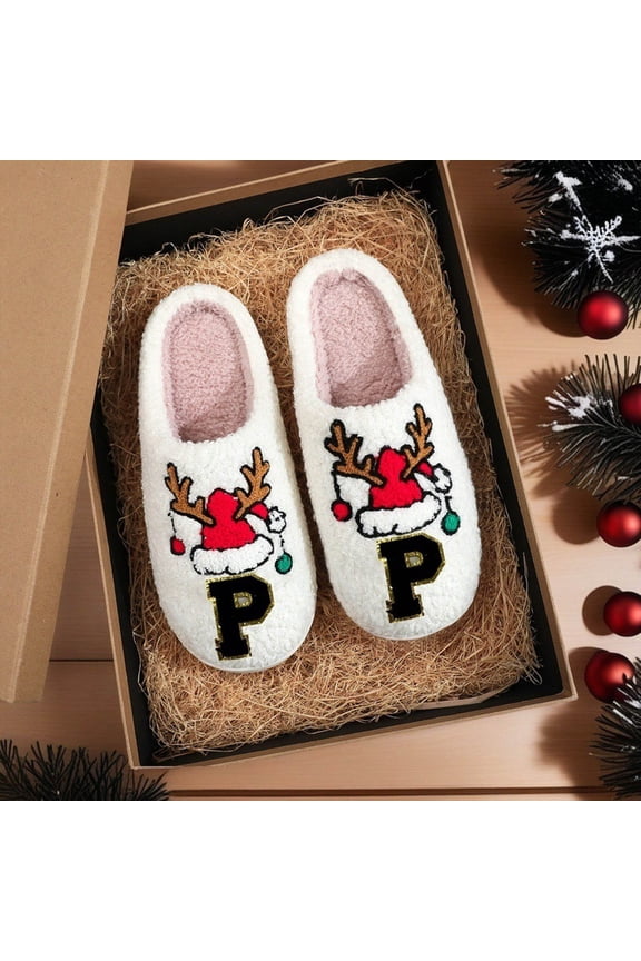 Letter Slippers Cozy Shoes Winter Warm Indoor Footwear For Couples Breathable And Comfortable Ideal Holiday For Him