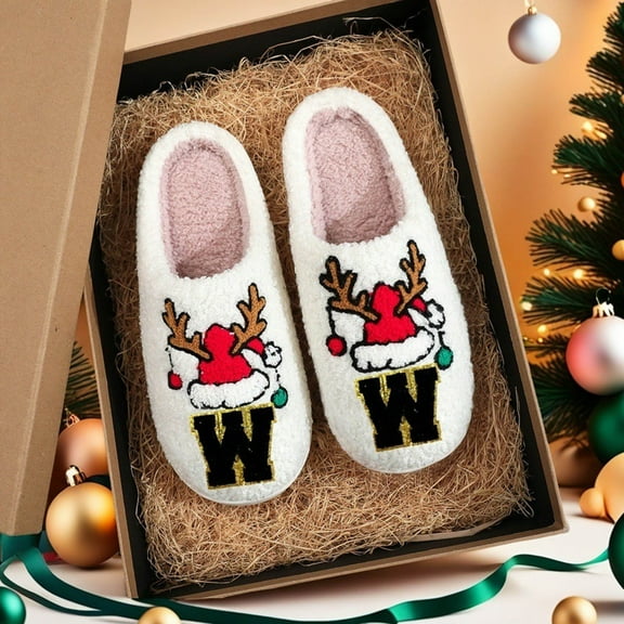 KANG Letter Slippers Cozy Shoes Winter Warm Indoor Footwear For Couples Breathable And Comfortable Ideal Holiday For Him