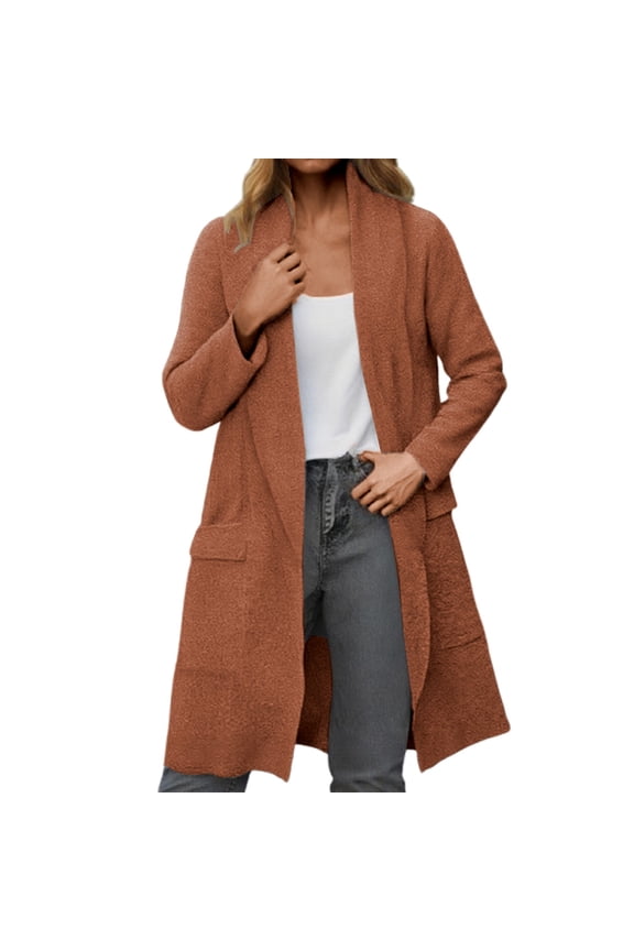 Long Cardigan Sweater Outerwear Cozy Soft Warm Knit Open Front Duster Wrap Casual Fall Winter Fashion