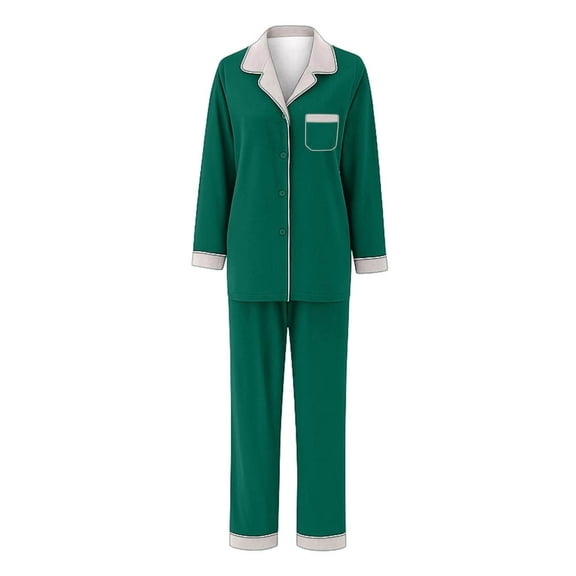 KANG Matching Family Pajamas Long Sleeve Daughter Father Son Holiday Sleepwear Cozy Home Loungewear Festive Outfit For Photoshoot Green M