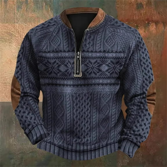KANG Men's 3D Printed Half Zip Sweatshirt Autumn And Winter Printed Sweatshirt