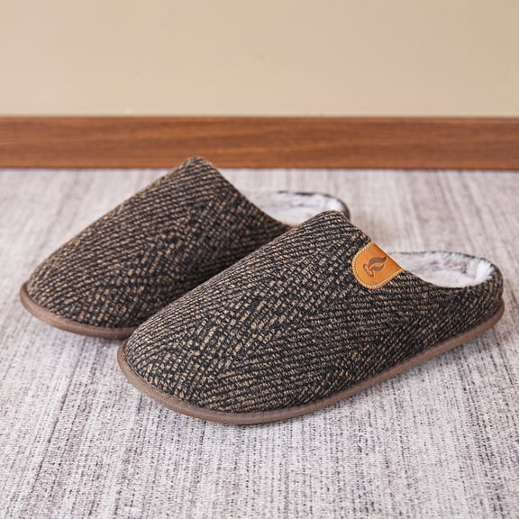 KANG Men's Autumn Winter Style Home Shoes With Soft Soles Home Slip Warm Slippers