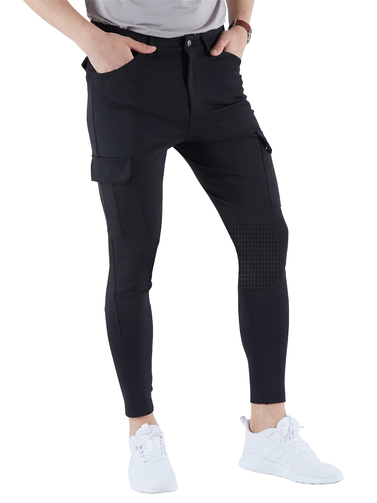 KANG Men's Horse Riding Pants Semi-Silicone Pockets Equestrian Breeches ...