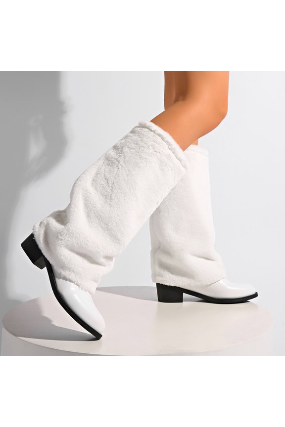 Mid Calf Boots Winter Fashion Faux Lined Pull On Slip On Booties Comfortable Warm Casual Boots With Non Slip Sole For Daily Wear