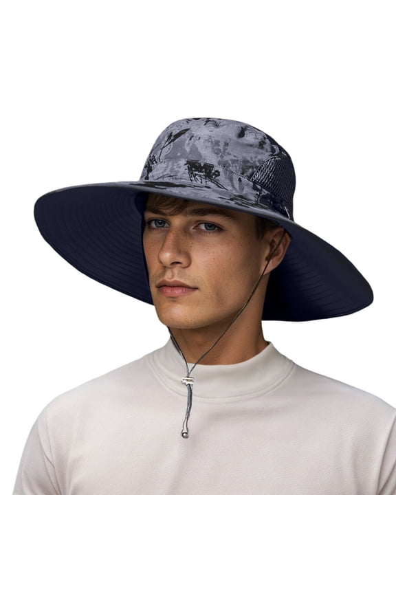 Outdoor Bucket Hat For Hiking Fishing Sun Breathable Mesh Adjustable Drawstring Sports Cap For Men Women