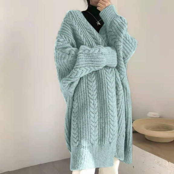 KANG Oversize Custom Knit Sweater Female Thick Thread Loose Languid Casual Style Ladies Long Knitting Cardigan