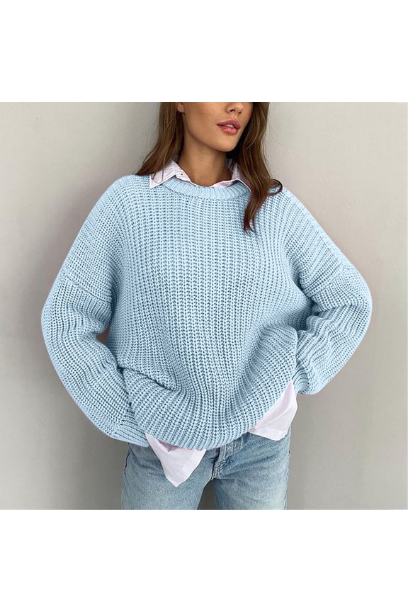 Oversize New Casual Loose Lazy Wind Sweater Women Outer Wear Pullover Long Sleeve Round Neck Knit Sweater