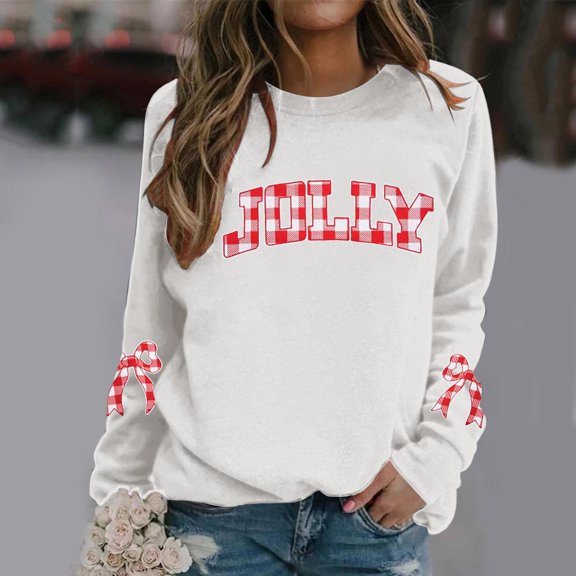 KANG Print Crewneck Long Sleeve Pullover Hoodless Sweatshirt Athletic Casual Top For Holiday Festive Wear Comfortable Soft Fabric
