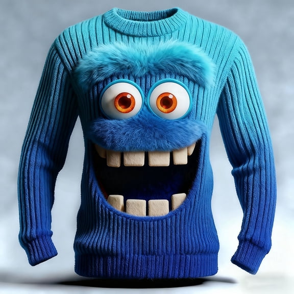 KANG Print Crewneck Sweatshirt Long Sleeve Casual Pullover Top Soft Comfortable Holiday Graphic Apparel For Everyday Wear Blue S