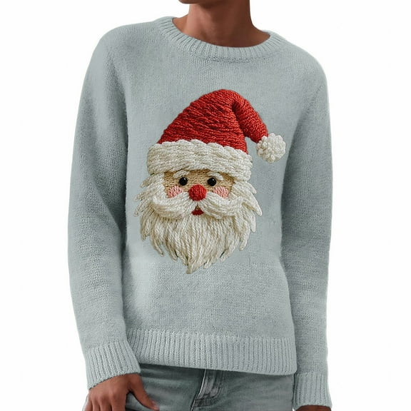 KANG Print Sweater For Long Sleeve Round Neck Pullover Cozy Knitted Top Casual Holiday Festive Wear Soft Yarn Fashion Comfortable Tunic Style