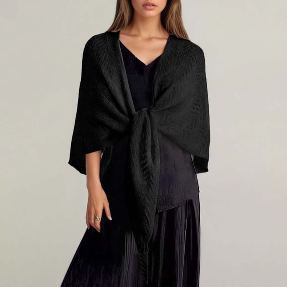 KANG Shawl Knitted Openwork Triangle Scarf Autumn And Summer Thin Large Cover Up