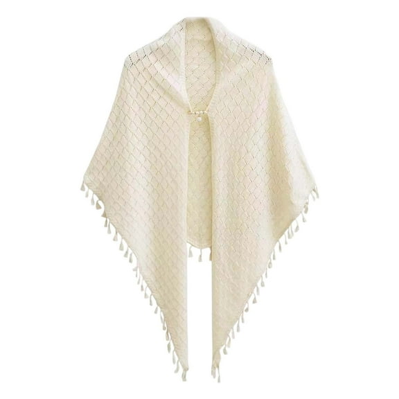 KANG Shawl Outer Wear Retro Literary Knitted Triangle Scarf Cloak Versatile Tassel Warm
