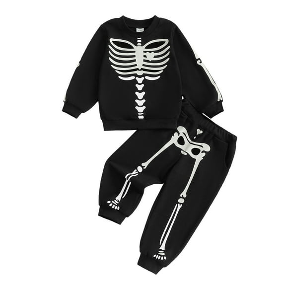 KANG Skeleton hoddie For Long Sleeve Top Pants Two Piece Outfit Halloween Party Apparel For