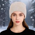 thumbnail image 1 of KANG Snowflake Encrusted Knitted Hats Autumn And Winter Warm Cold Hats Knitted Woolen Hats For And Beige One Size, 1 of 4