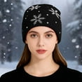 thumbnail image 1 of KANG Snowflake Encrusted Knitted Hats Autumn And Winter Warm Cold Hats Knitted Woolen Hats For And Black One Size, 1 of 4