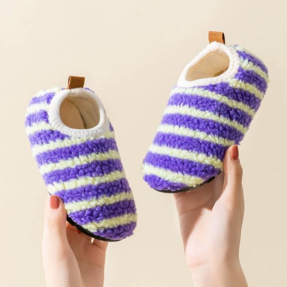 KANG Soft Girls Indoor Slippers With Sole Cozy Fleece Warm Shoes For Toddlers And Kids Comfortable Footwear