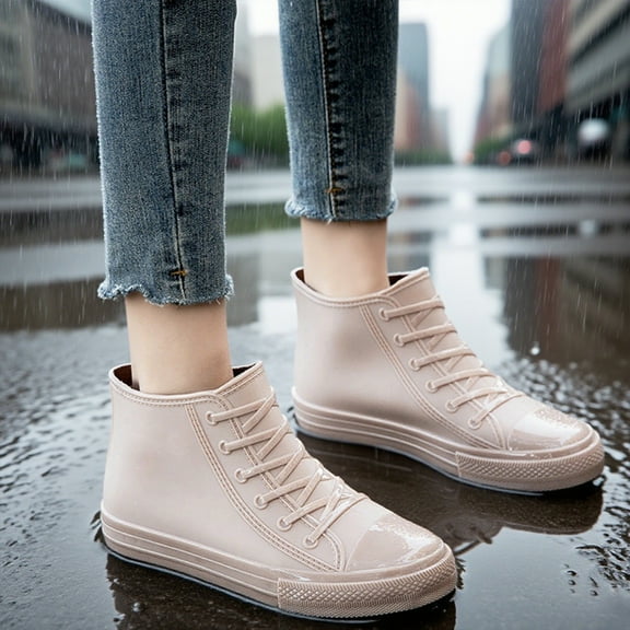 KANG Stylish Short Rain Shoes For Women Kitchen Boots Ideal For Daily Wear Rain Boots Collar Gardening Boots Ultra Lightweight Portable Garden Shoes