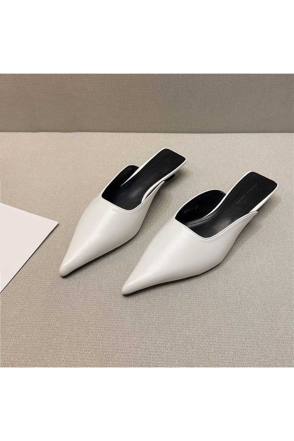 Stylish Slippers With Pointed Toe Design Casual Half Slide Footwear Elegant And Versatile High Heel Sandals For Everyday Wear