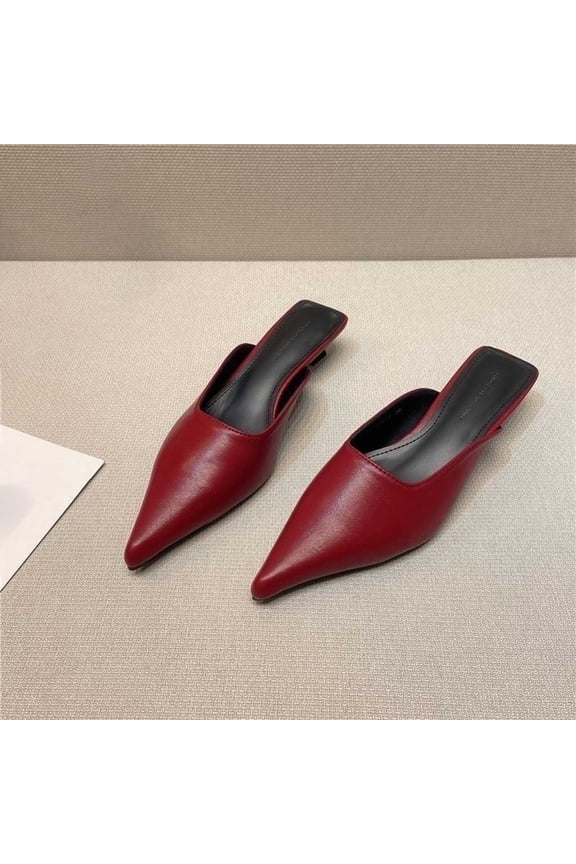 Stylish Slippers With Pointed Toe Design Casual Half Slide Footwear Elegant And Versatile High Heel Sandals For Everyday Wear