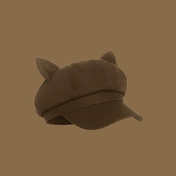 KANG Stylish Winter Beret For Elegant Soft Knit Slouchy Hat With Cat Ears Design Warm Fleece Lined For Fall And Cold Weather Fashion