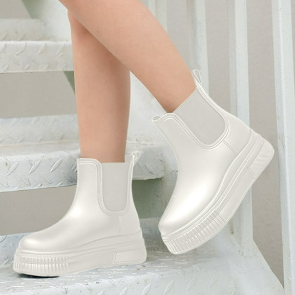 KANG Stylish Women's Rain Shoes Comfortable Perfect For All Seasons Versatile Mid Calf Rain Boots Collar Gardening Boots Ultra Lightweight Portable Garden Shoes