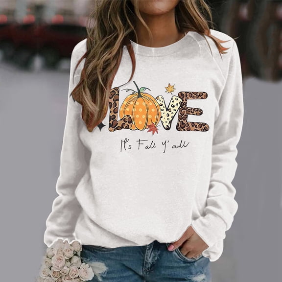 KANG Thanksgiving Print Long Sleeve Casual Crewneck Sweatshirt Top Fall Fashion Comfortable Soft Pullover Blouse Tunic Shirt For Autumn Season Holiday Outfit Cozy Apparel