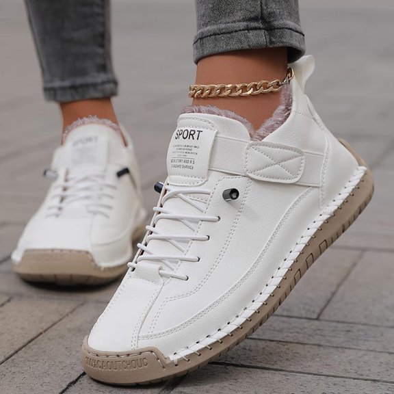 KANG Trainers Elira Comfortable Supportive Trainers Ergonomic Orthopaedic Shoes With Adjustable Elastic Band Slip On For Hiking Camping Driving White White 39