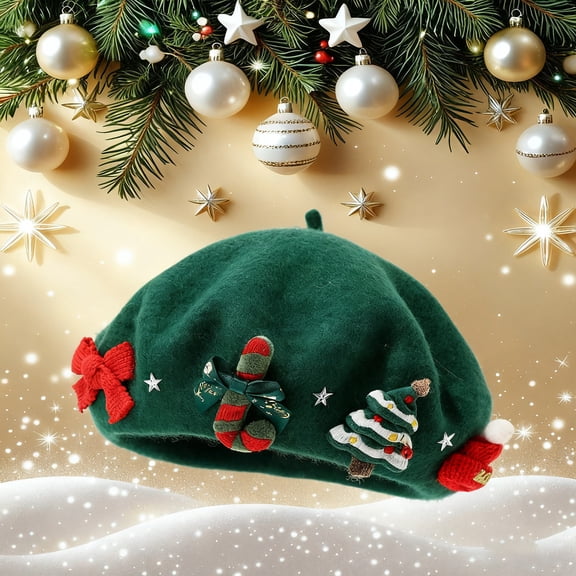 KANG Warm Beret For Soft Blend Knit Slouchy Holiday Party Hat Elegant Winter Cloche Cap With Brim Fashionable Cold Weather Headwear
