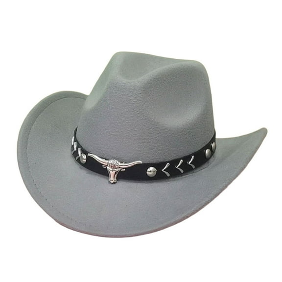 KANG Western Denim Curved Top Hat Woolen Big Brimmed Hat Autumn And Winter Style British Jazz Hat
