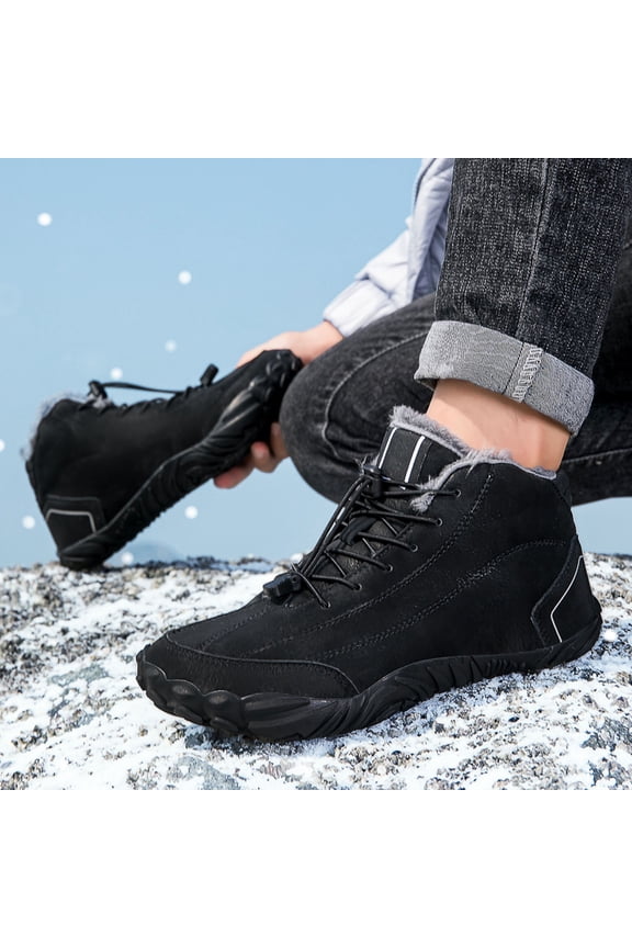 Winter Ankle Boots With Fleece Elastic Lace Up Mid Top Slip Boots For Cold Weather Comfort