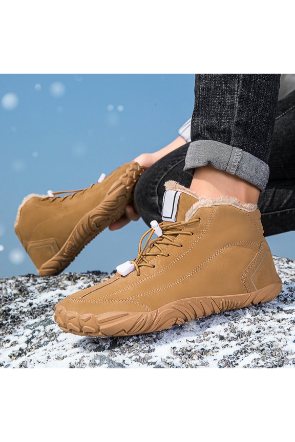 Winter Ankle Boots With Fleece Elastic Lace Up Mid Top Slip Boots For Cold Weather Comfort