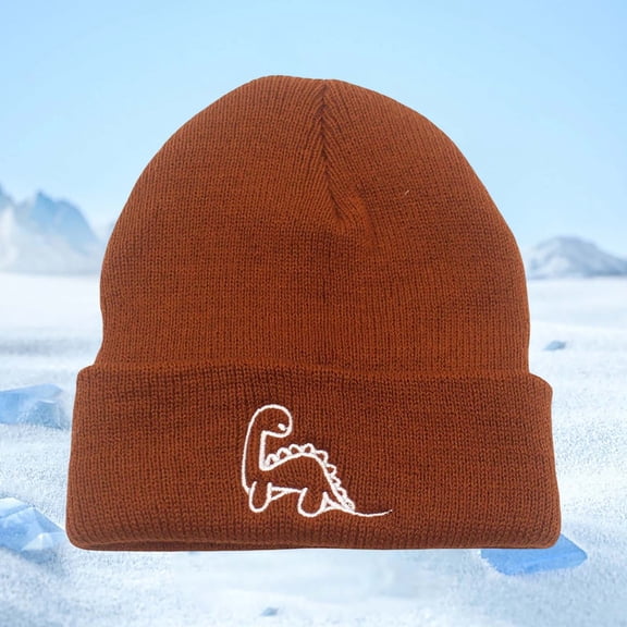 KANG Winter Dinosaur Knitted For Toddlers Boys Girls Animal Themed Ear Warmer Hat Soft Yarn Cap Infant Child Kid Brown One Size