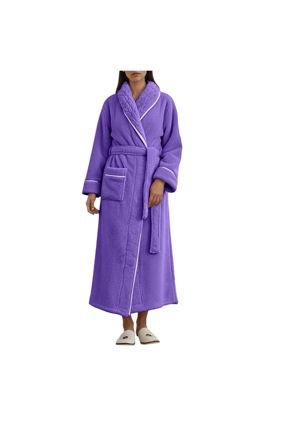 Winter Fleece Bathrobe Soft And Cozy Kimono Robe With Pockets For Spa And Wear