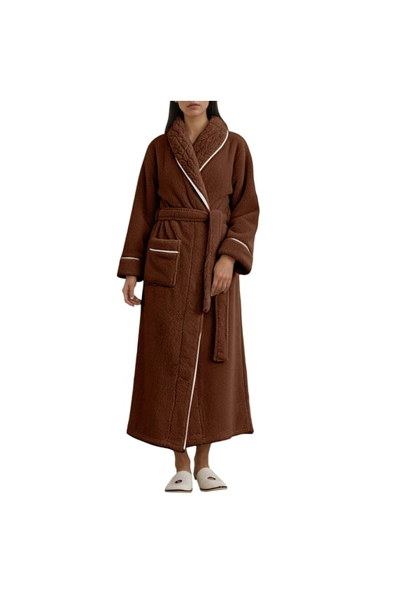 Winter Fleece Bathrobe Soft And Cozy Kimono Robe With Pockets For Spa And Wear