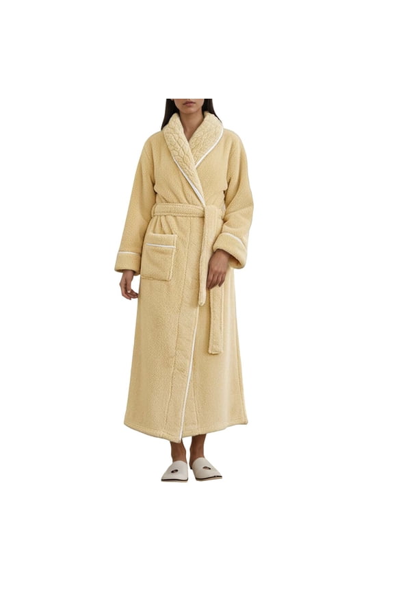 Winter Fleece Bathrobe Soft And Cozy Kimono Robe With Pockets For Spa And Wear