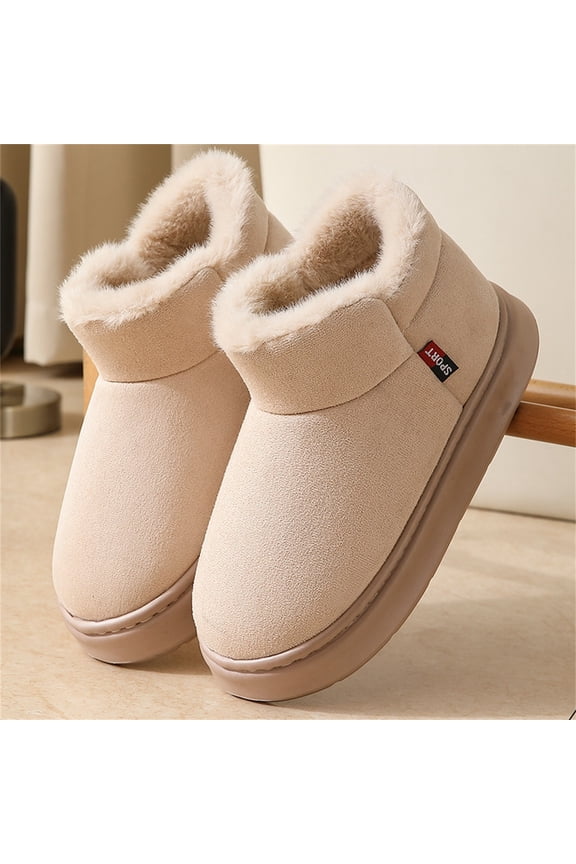 Winter Fleece Lined Snow Boots Indoor Outdoor Warm Slippers With Memory Foam Comfort