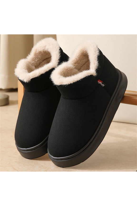 Winter Fleece Lined Snow Boots Indoor Outdoor Warm Slippers With Memory Foam Comfort