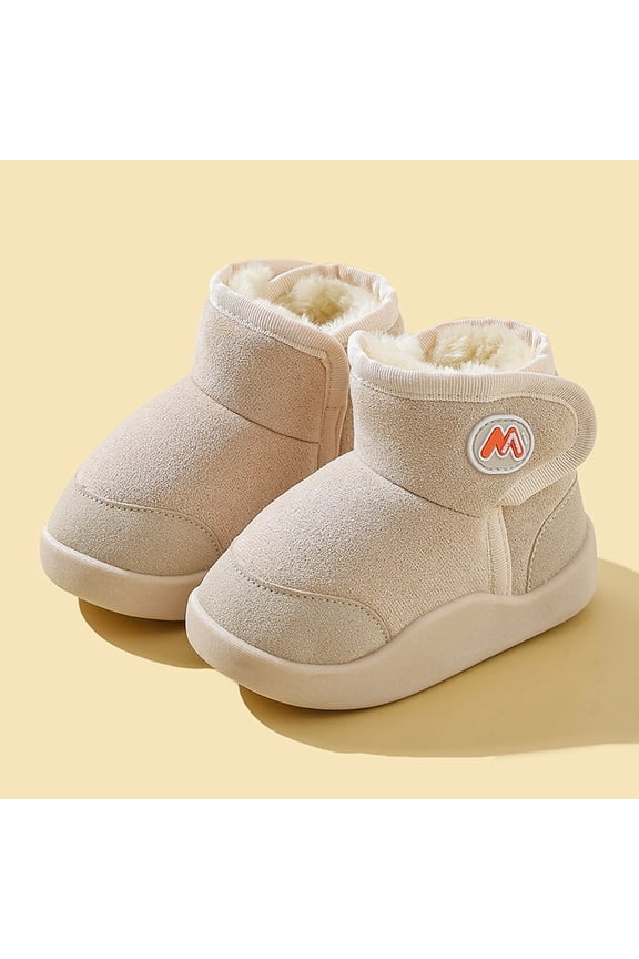 Winter Girls Boots Warm Faux Lined Non Slip Outdoor Cold Weather Footwear For Toddler Youth Children Beige 22