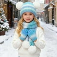 thumbnail image 1 of KANG Winter Kids Hat Scarf And Mittens Soft Neck Warmer For Boys Girls Cold Weather Sky Blue One Size, 1 of 4