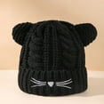 thumbnail image 1 of KANG Winter Kids With Cat Ears Cozy Knitted Hat For Boys Girls Outdoor Warm Fleece Lined Cap For Baby Toddler Children Cold Weather Black One Size, 1 of 6