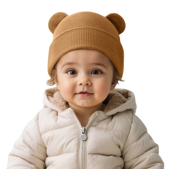KANG Winter Knitted Hat For Kids With Adorable Bear Ears Soft Stretchy Warm Cap For Boys And Girls