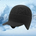 thumbnail image 1 of KANG Winter Knitted Hat With Ear Thermal Trapper Cap For Cold Weather Outdoor Activities Black One Size, 1 of 5