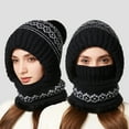 thumbnail image 1 of KANG Winter Knitted Hat With Scarf For Warm Fleece Lined Ear Trapper Cap Cold Weather With Neck For Outdoor Activities Black One Size, 1 of 7
