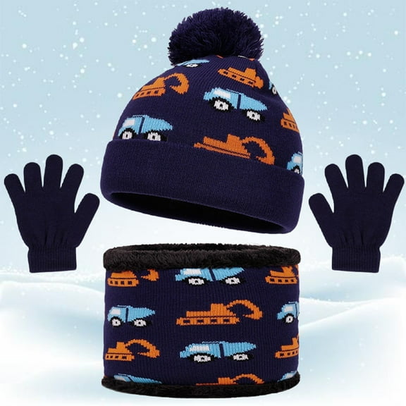 KANG Winter Scarf Hat And For Kids Knitted Neck Warmer Thermal Touchscreen Mittens Cold Weather