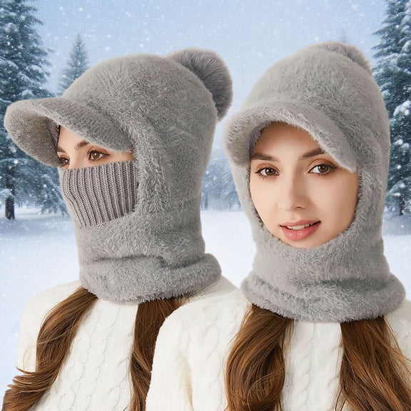 KANG Winter Warm Fleece Lined Scarf Hat For Cold Weather Outdoor Activities Thermal Knitted Face