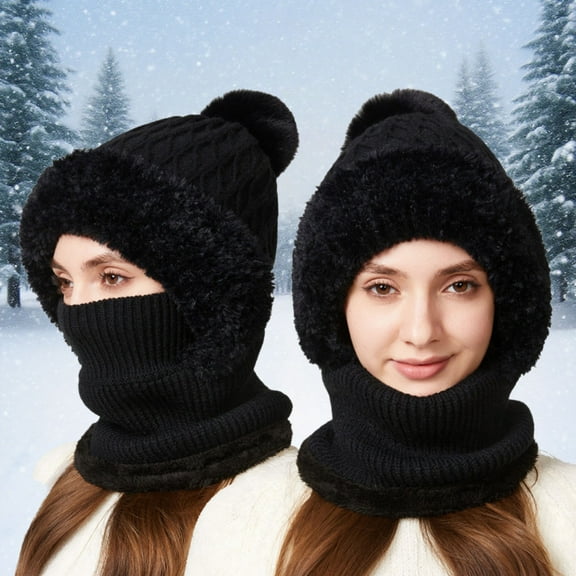 KANG Winter Warm Fleece Lined Scarf Hat For Cold Weather Thermal Face Windproof Outdoor Activities