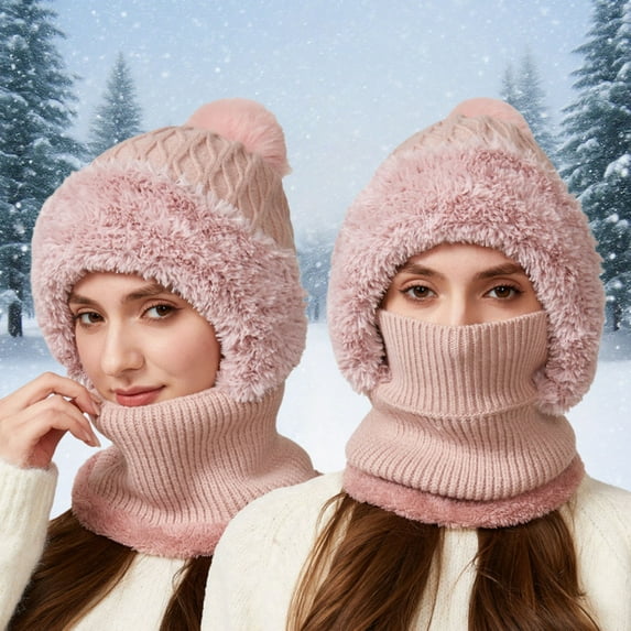 KANG Winter Warm Fleece Lined Scarf Hat For Cold Weather Thermal Face Windproof Outdoor Activities