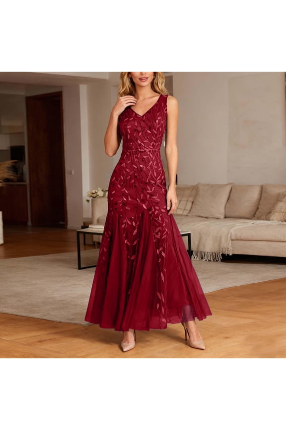 Women Elegant Formal Evening Gown With Sparkling Sequin Neckline Bodycon Cocktail Party Dress For And Events