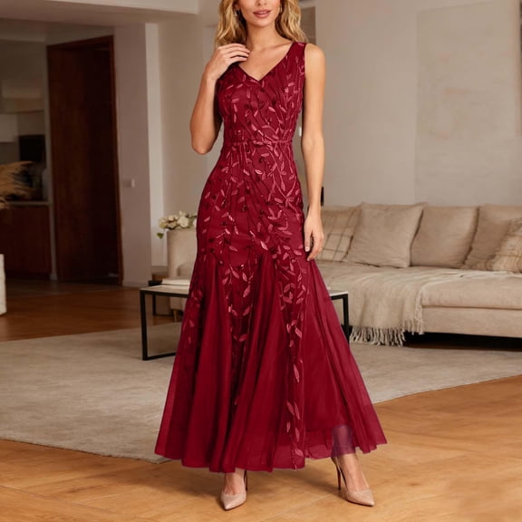 KANG Women Elegant Formal Evening Gown With Sparkling Sequin Neckline Bodycon Cocktail Party Dress For And Events